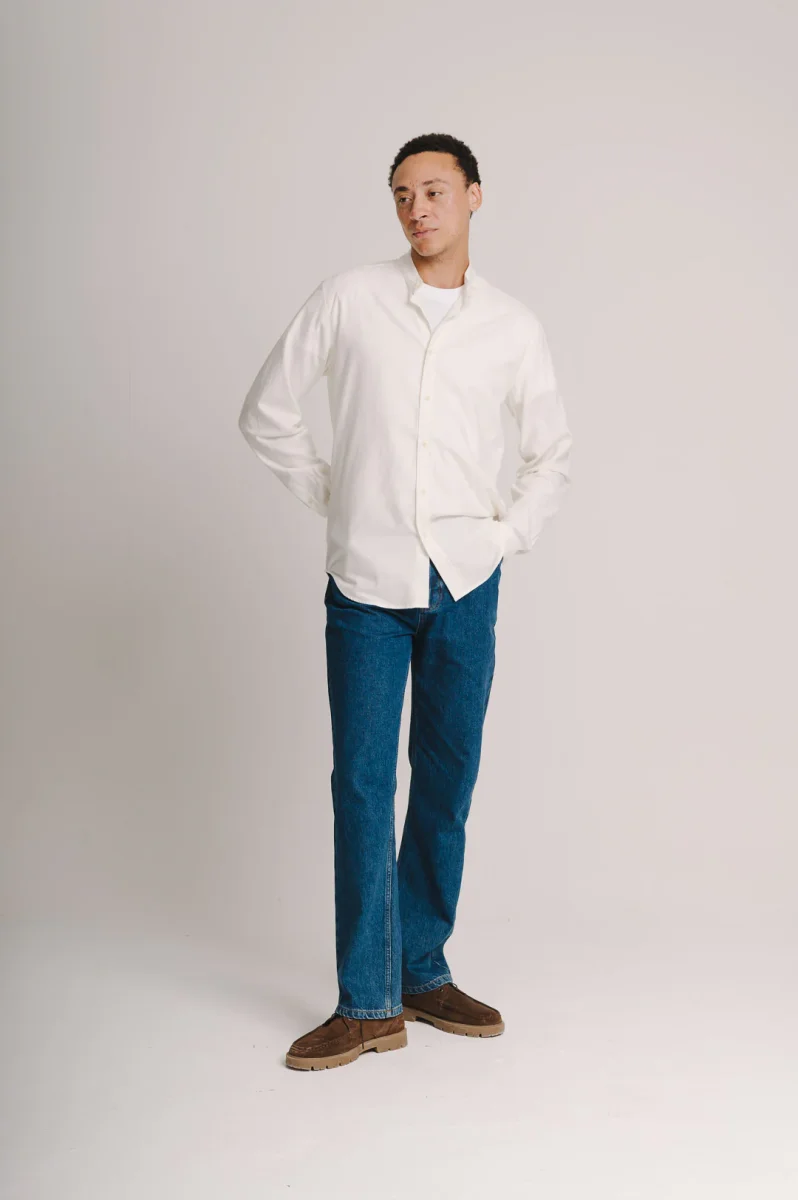 Cream Cotton Cashmere Grandad Shirt - Image 3