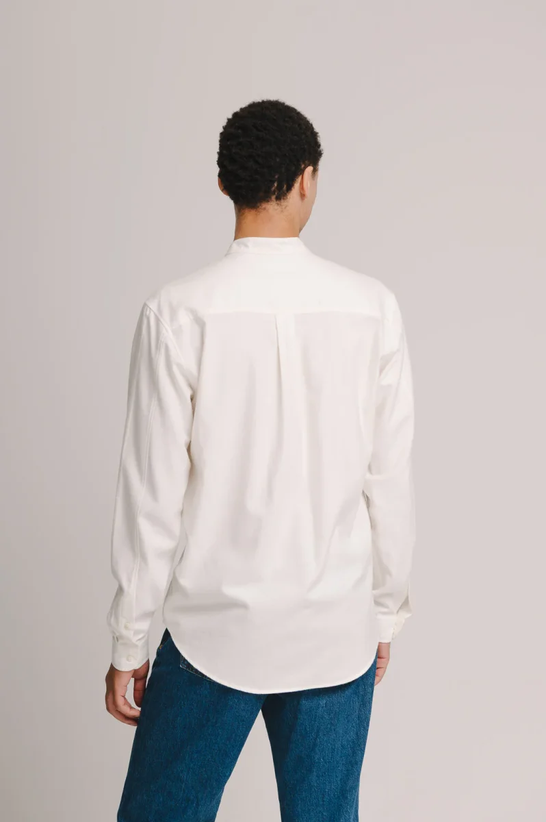 Cream Cotton Cashmere Grandad Shirt - Image 5