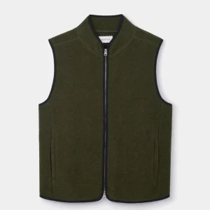 Green Boiled Wool Gilet