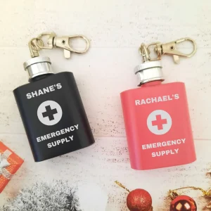 Personalised 1oz Hip Flask Keyring - Little Christmas Gift idea