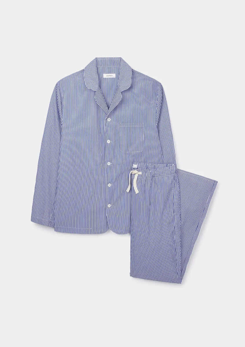 Navy Stripe Cotton Pyjamas - Image 2