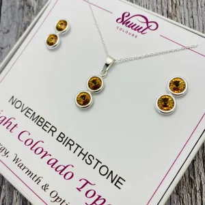 November Birthstone Necklace & Earrings Set